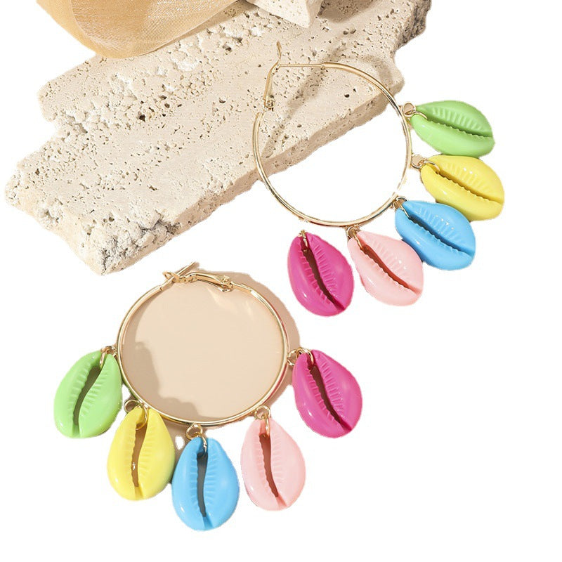 Wholesale Colored Scallop Hoop Earrings